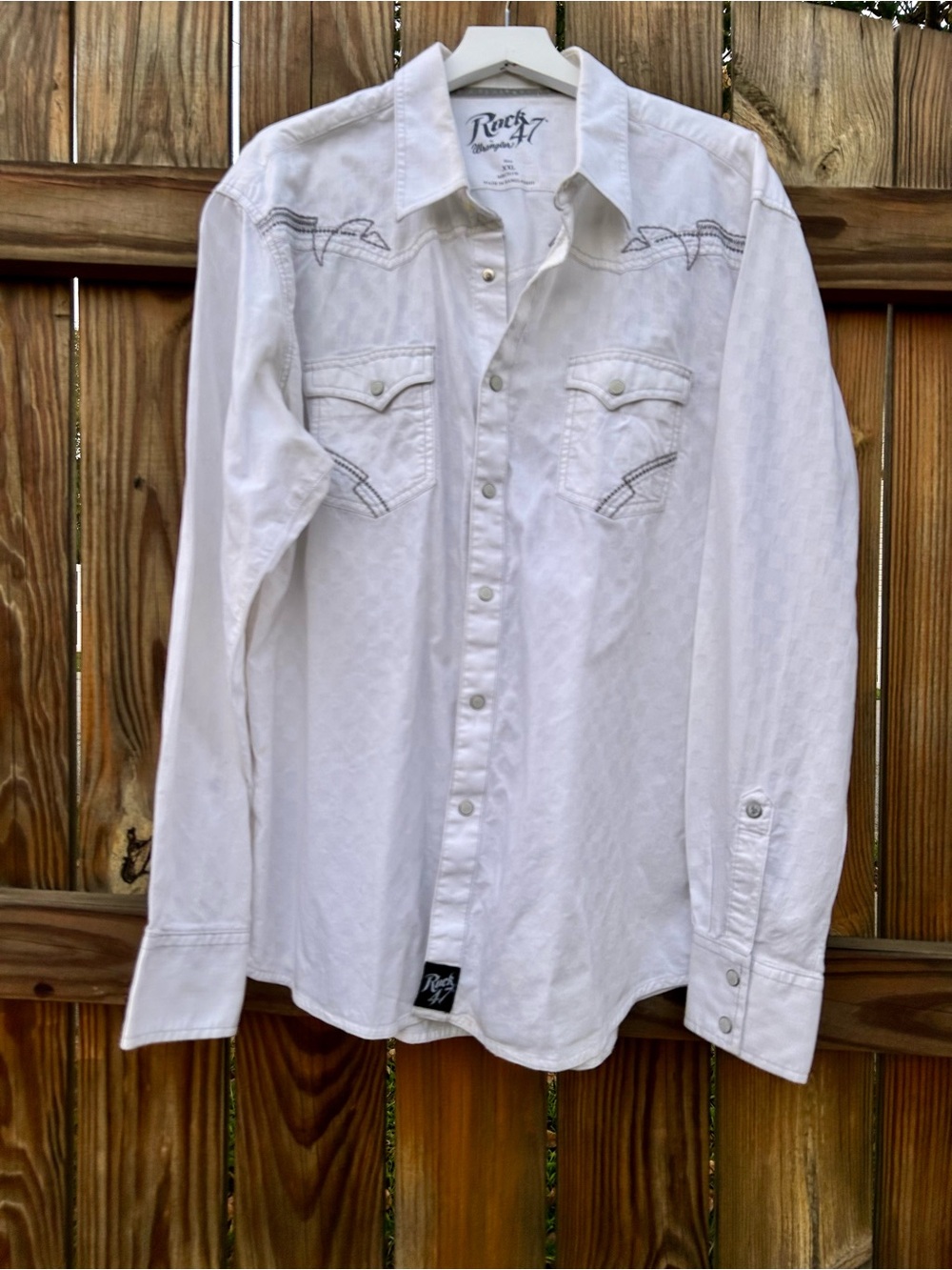 Rock 47 By Wrangler WHITE Snap WESTERN SHIRT MENS COWBOY CORE Sz. XXL